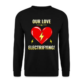 Electrician Valentine: Our Love is Electrifying - Unisex Sweatshirt - black - Front - Alina (178cm) & Michal (187cm)