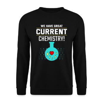 Elektriker Valentine: Großartige aktuelle Chemie - Unisex Pullover - Schwarz - Vorne - Alina (178cm) & Michal (187cm)