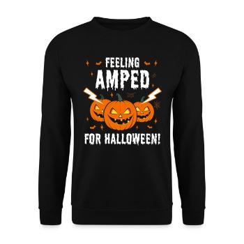 Électricien d’Halloween Amped Citrouille effrayante Humour - Sweat-shirt Unisexe - noir - Devant - Alina (178cm) & Michal (187cm)