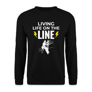 Lineman Life Line Brave Dedicated Work - Unisex Sweatshirt - black - Front - Alina (178cm) & Michal (187cm)