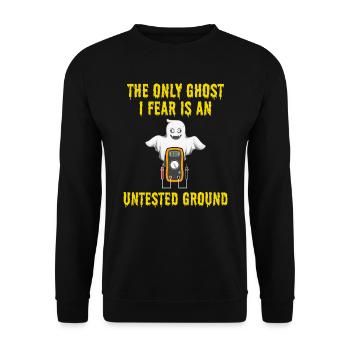Electrician Halloween Ghost Untested Ground Safety - Unisex Sweatshirt - black - Front - Alina (178cm) & Michal (187cm)