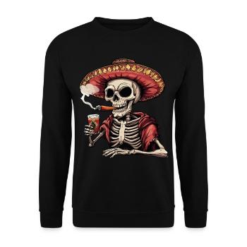 Skeleton Skull Skull Cigar Liquor - Unisex Sweatshirt - black - Front - Alina (178cm) & Michal (187cm)