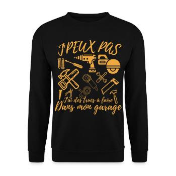 Dad Handyman I Can't Handyman, Garage Humor - Unisex Sweatshirt - black - Front - Alina (178cm) & Michal (187cm)