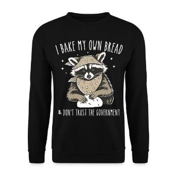 Funny Raccoon - I Bake My Own Bread - Sweat-shirt Unisexe - noir - Devant - Alina (178cm) & Michal (187cm)