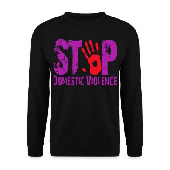 October Stop Domestic Violence Awareness - Unisex Sweatshirt - black - Front - Alina (178cm) & Michal (187cm)
