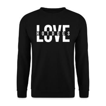 Love Hotdogs Déclaration de restauration rapide - Sweat-shirt Unisexe - noir - Devant - Alina (178cm) & Michal (187cm)