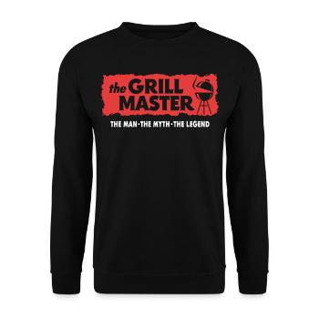 The Grillmaster BBQ Grilling Cult Saying - Unisex Sweatshirt - black - Front - Alina (178cm) & Michal (187cm)