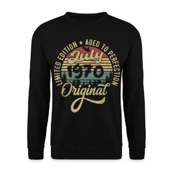 Anniversaire Juillet 1970 Juillet 1970 Juillet 1970 - Sweat-shirt Unisexe - noir - Devant - Alina (178cm) & Michal (187cm)