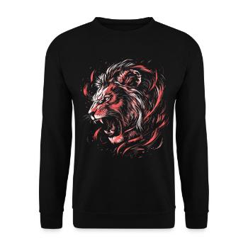 Lion Colorful Lion Head Neon Colorful Predator Art - Unisex Sweatshirt - black - Front - Alina (178cm) & Michal (187cm)