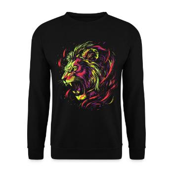 Lion Colorful Lion Head Neon Colorful Predator Art - Unisex Sweatshirt - black - Front - Alina (178cm) & Michal (187cm)