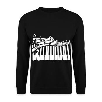 Klavier. Noten. Musik. Piano - Unisex Pullover - Schwarz - Vorne - Alina (178cm) & Michal (187cm)