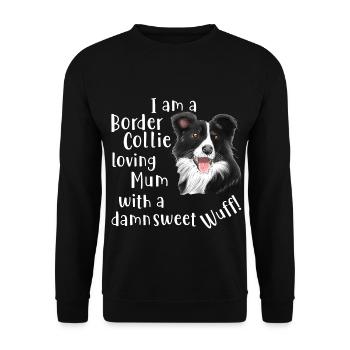 Border collie aime maman avec un bonbon! - Sweat-shirt Unisexe - noir - Devant - Alina (178cm) & Michal (187cm)