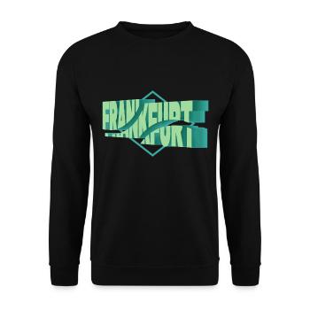 Frankfurt Deutschland Stadt 3D Schrift Skyline - Unisex Pullover - Schwarz - Vorne - Alina (178cm) & Michal (187cm)