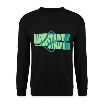 Darmstadt Deutschland Stadt 3D Schrift Skyline - Unisex Pullover - Schwarz - Vorne - Alina (178cm) & Michal (187cm)