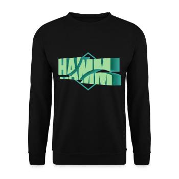Hamm Deutschland Stadt 3D Schrift Skyline - Unisex Pullover - Schwarz - Vorne - Alina (178cm) & Michal (187cm)