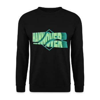 Hannover Deutschland Stadt 3D Schrift Skyline - Unisex Pullover - Schwarz - Vorne - Alina (178cm) & Michal (187cm)