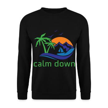 Relaxation and relaxation. Just Calm Down - Unisex Sweatshirt - black - Front - Alina (178cm) & Michal (187cm)