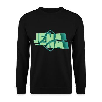 Jena Deutschland Stadt 3D Schrift Skyline - Unisex Pullover - Schwarz - Vorne - Alina (178cm) & Michal (187cm)