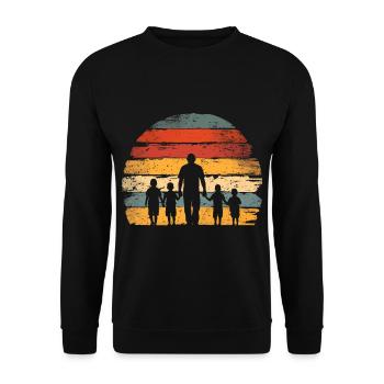 Vatertag Vater mit vier Söhnen retro vintage - Unisex Pullover - Schwarz - Vorne - Alina (178cm) & Michal (187cm)