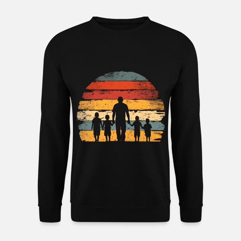 Vatertag Vater mit vier Söhnen retro vintage - Unisex Pullover - Schwarz