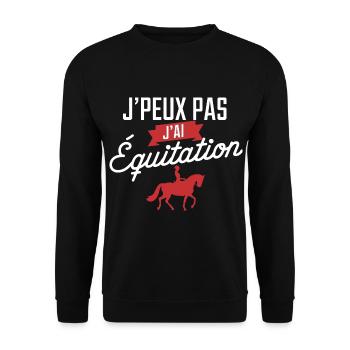 J'peux Pas, J'ai Équitation - Sweat-shirt Unisexe - noir - Devant - Alina (178cm) & Michal (187cm)