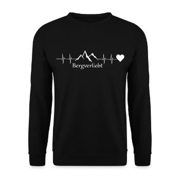 Herzschlag Bergverliebt - Unisex Pullover - Schwarz - Vorne - Alina (178cm) & Michal (187cm)