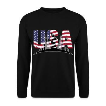 New York City NYC USA America Statue of Liberty - Unisex Sweatshirt - black - Front - Alina (178cm) & Michal (187cm)