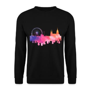 Munich Allemagne City Skyline Splash Coloré - Sweat-shirt Unisexe - noir - Devant - Alina (178cm) & Michal (187cm)