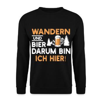 Wandern und Bier darum bin ich hier - Unisex Pullover - Schwarz - Vorne - Alina (178cm) & Michal (187cm)