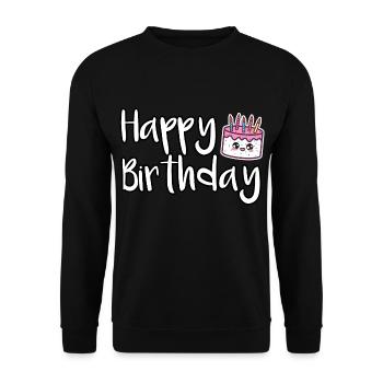 Joyeux anniversaire Gâteau d’anniversaire - Sweat-shirt Unisexe - noir - Devant - Alina (178cm) & Michal (187cm)