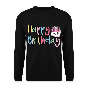 Joyeux anniversaire Joyeux gâteau d’anniversaire - Sweat-shirt Unisexe - noir - Devant - Alina (178cm) & Michal (187cm)