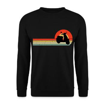Roller Fahrer Roller Motorrad Vintage Retro - Unisex Pullover - Schwarz - Vorne - Alina (178cm) & Michal (187cm)