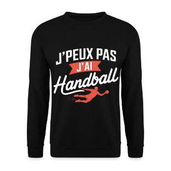 Ich kann nicht, ich habe Handball - Unisex Pullover - Schwarz - Vorne - Alina (178cm) & Michal (187cm)