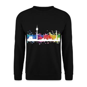 Düsseldorf Germany City Skyline TV Tower - Unisex Sweatshirt - black - Front - Alina (178cm) & Michal (187cm)