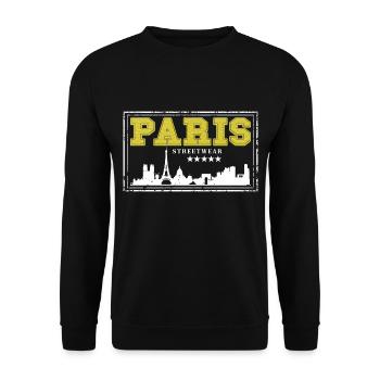 Paris France City Skyline Home Love - Unisex Sweatshirt - black - Front - Alina (178cm) & Michal (187cm)