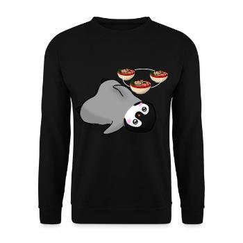Kawaii Penguin Anime with Ramen - Unisex Sweatshirt - black - Front - Alina (178cm) & Michal (187cm)
