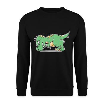 T-Rex Hates Push-ups Push-ups Funny Humor - Unisex Sweatshirt - black - Front - Alina (178cm) & Michal (187cm)