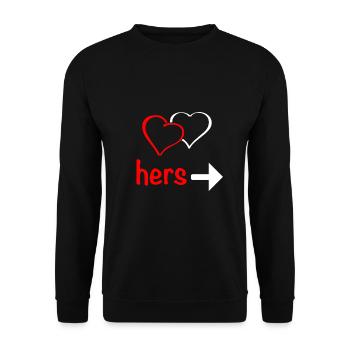 Two hearts hers with arrow Couple woman man - Unisex Sweatshirt - black - Front - Alina (178cm) & Michal (187cm)
