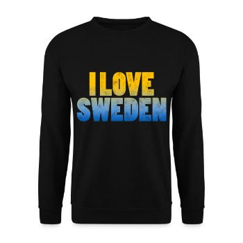 Ich Liebe Schweden Mit Den Farben Der Flagge - Unisex Pullover - Schwarz - Vorne - Alina (178cm) & Michal (187cm)