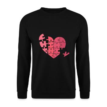 Puzzle heart valentines day broken gift idea - Unisex Sweatshirt - black - Front - Alina (178cm) & Michal (187cm)