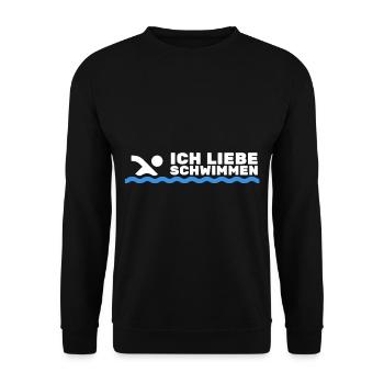 Schwimmer Sport Ich Liebe Schwimmen Geschenk - Unisex Pullover - Schwarz - Vorne - Alina (178cm) & Michal (187cm)