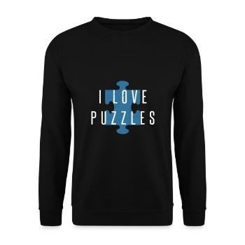 I love Puzzle Master Gift Puzzles Puzzler - Unisex Sweatshirt - black - Front - Alina (178cm) & Michal (187cm)