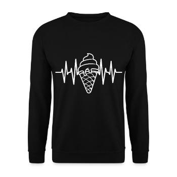 Eiscreme Liebe Eis Herzschlag - Unisex Pullover - Schwarz - Vorne - Alina (178cm) & Michal (187cm)