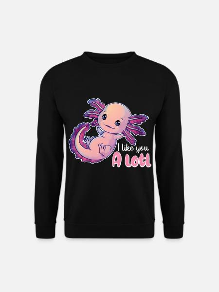I like you a lot Wortwitz mit niedlichem Axolotl - Unisex Pullover - Schwarz