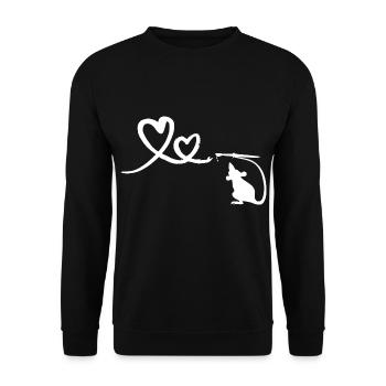 Ratte mit Pinsel Herzen Street Art - Unisex Pullover - Schwarz - Vorne - Alina (178cm) & Michal (187cm)
