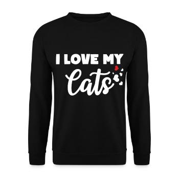 I LOVE MY CATS Cat Owner Love - Unisex Sweatshirt - black - Front - Alina (178cm) & Michal (187cm)