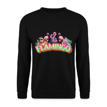 Flamant rose vacances d’été rose oiseau exotique coloré - Sweat-shirt Unisexe - noir - Devant - Alina (178cm) & Michal (187cm)