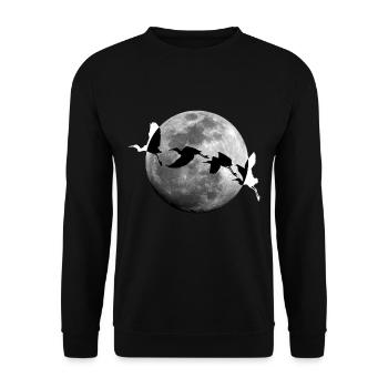 Vögel im Vollmond Mond Vogel - Unisex Pullover - Schwarz - Vorne - Alina (178cm) & Michal (187cm)