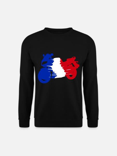 Motorrad Frankreich Flagge Biker Motorradfahrer - Unisex Pullover - Schwarz