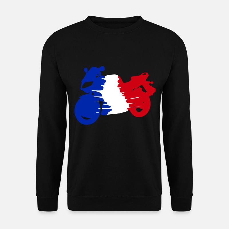 Motorrad Frankreich Flagge Biker Motorradfahrer - Unisex Pullover - Schwarz